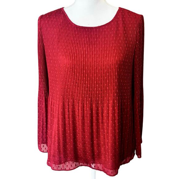 Max Studio Jaquard Red Flare Sleeve Blouse Size M - Picture 1 of 8
